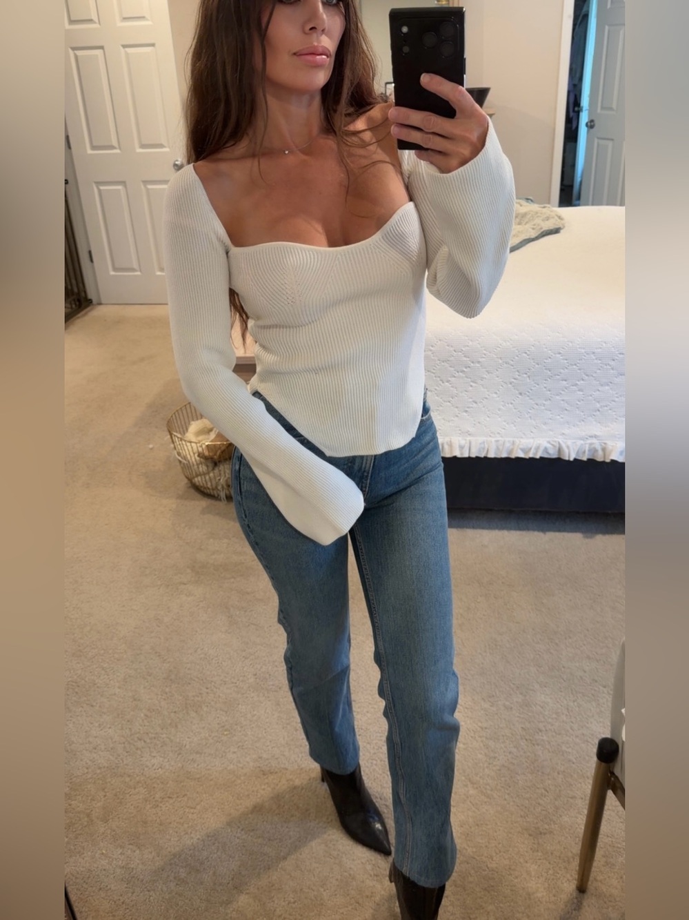 White sweater top
